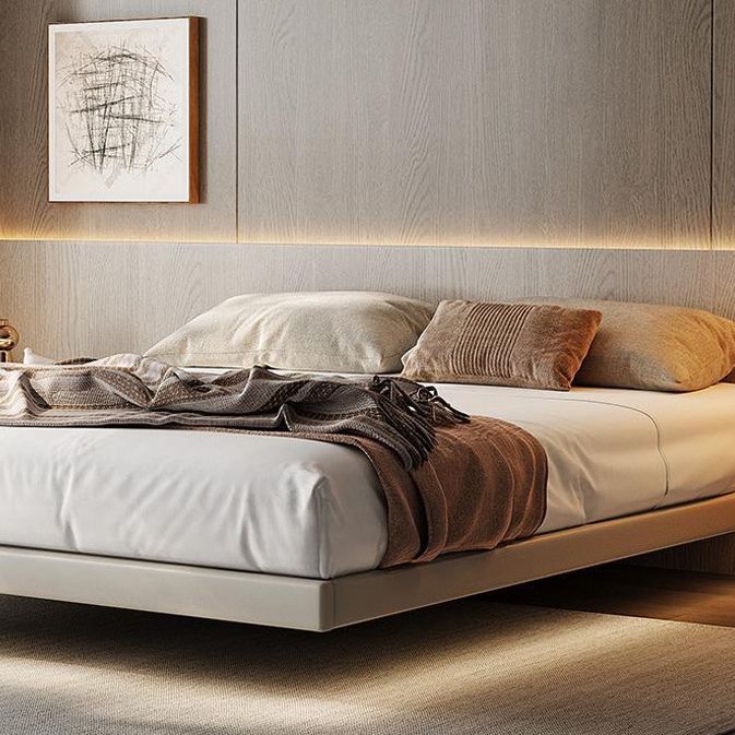 Beige Platform Bed Contemporary Platform Bed Frame Wood and Upholstered