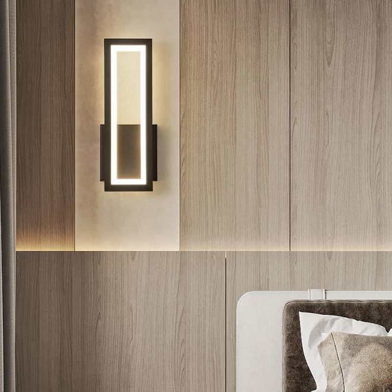 Rectangular Shape Wall Lamp Modern Style Metal 1 Lights Wall Light in White/Black