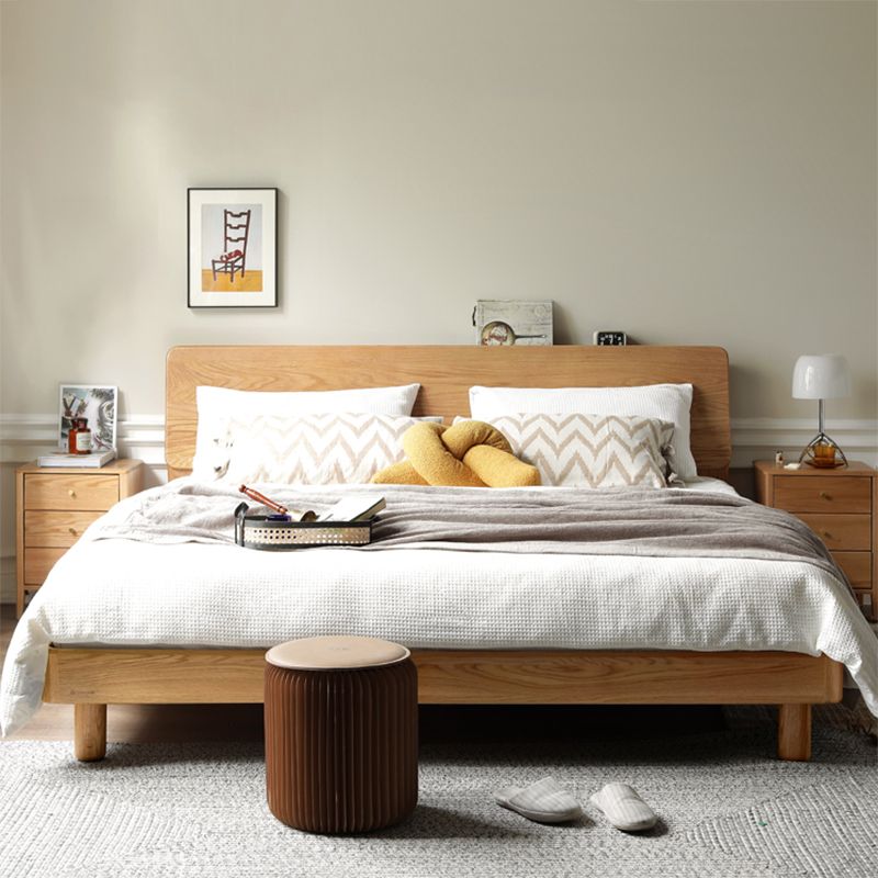 Solid Wood Standard Bed Contemporary Bed with Rectangular Headboard