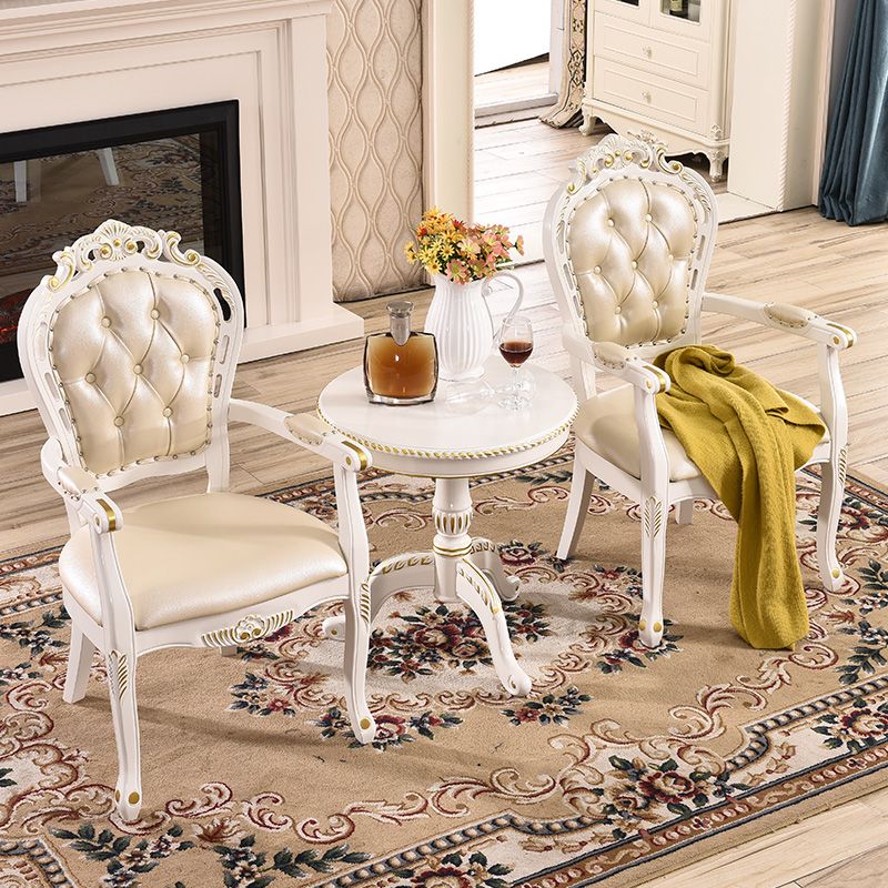 Silla lateral de balcón tapizada victoriana King Louis Back Silla de comedor con acabado mate (juego de 2)
