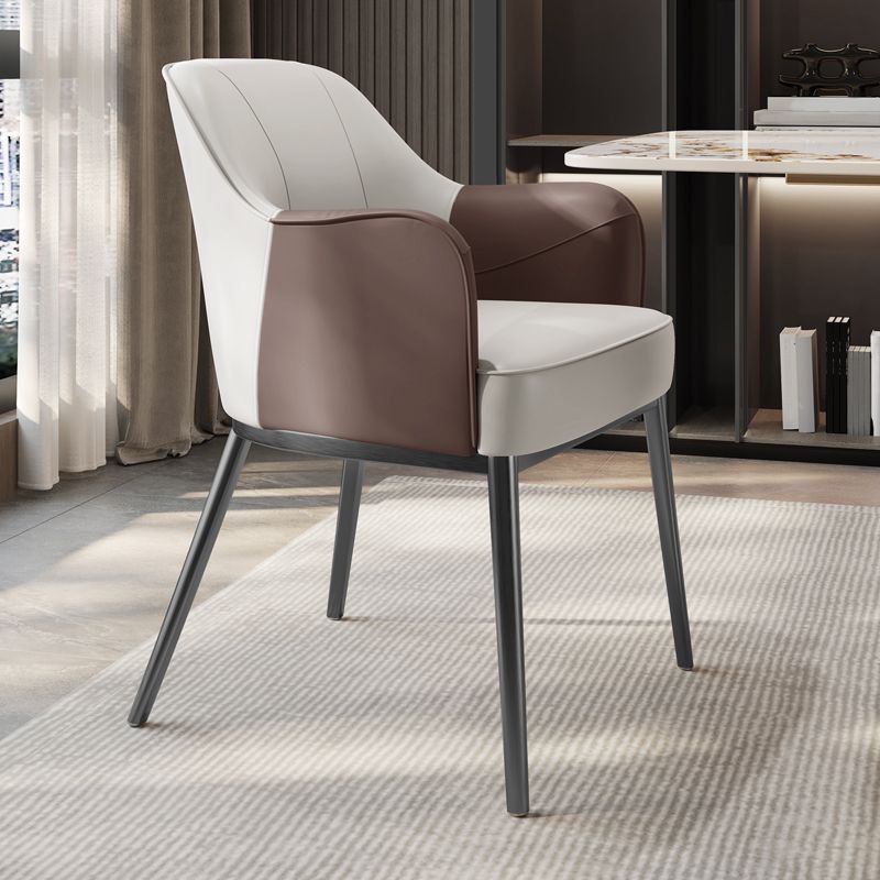 Industrial Style Arm Chair Faux Leather Dining Arm Chair for Bedroom