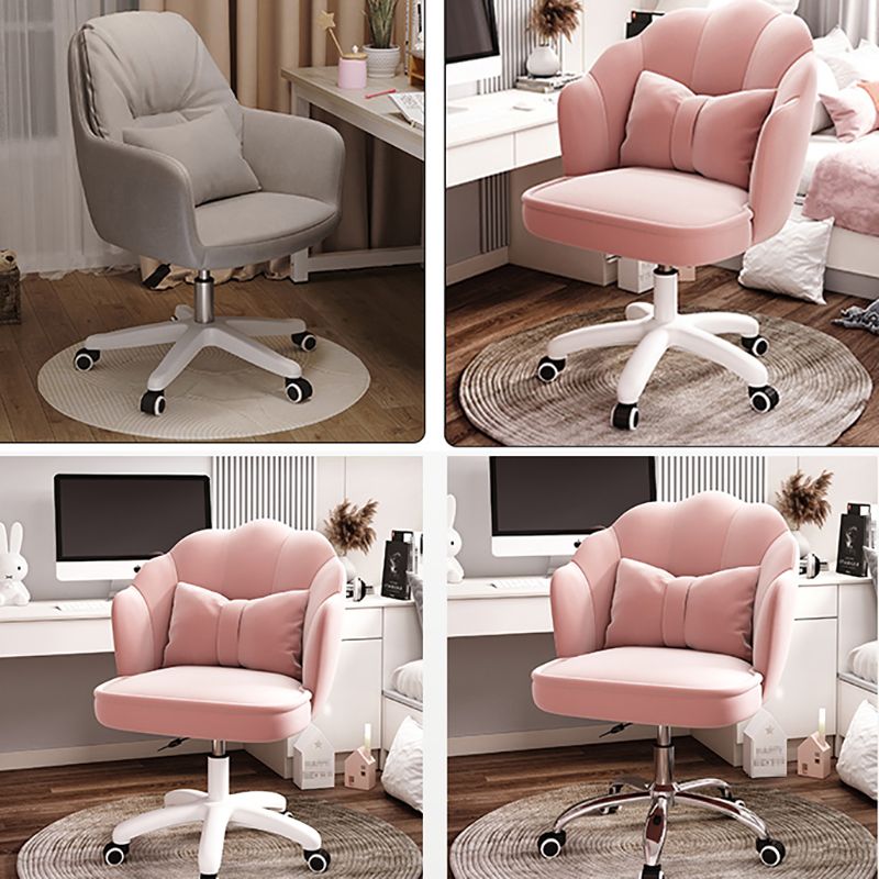 Faux Leather Desk Chair Contemporary Pillow Included Office Chair with Wheels