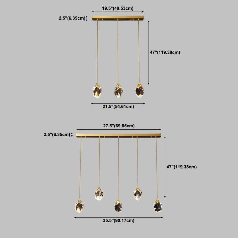 Contemporary Style Geometry Shape Island Lights Crystal Pendant Lights in Gold