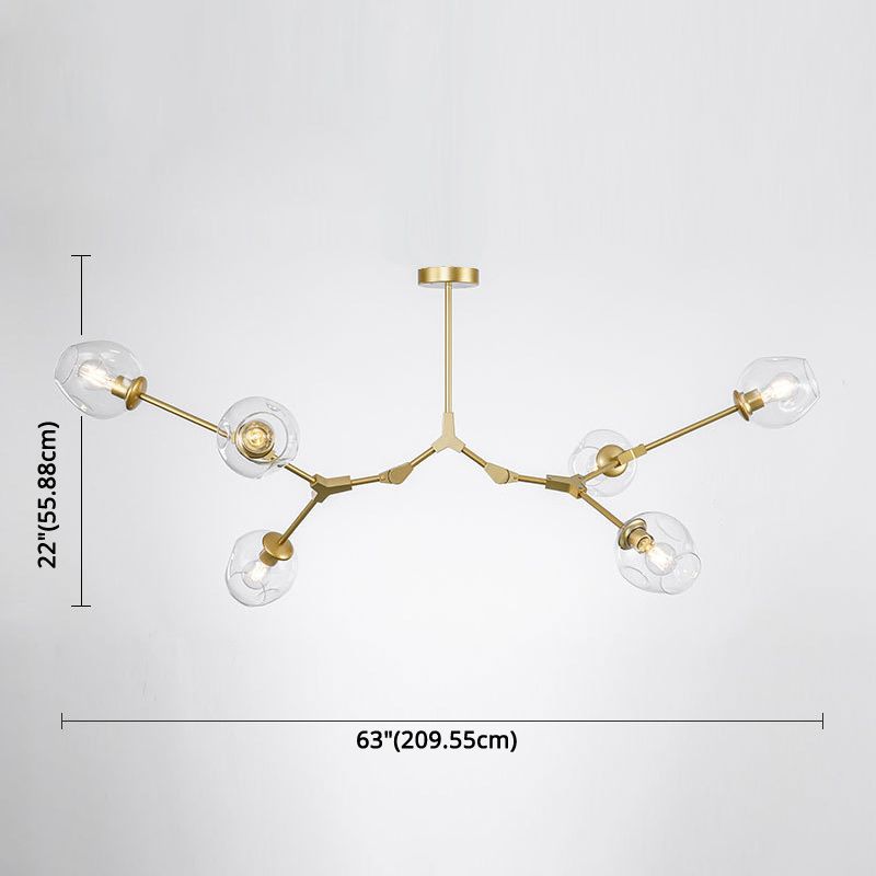 Apparecchi di illuminazione del lampadario ramificati Luce di sospensione in vetro moderno per soggiorno
