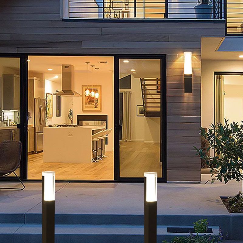 Zeitgenössische Aluminiumwand -Wandleuchte im Freien mit schwarzem LED -Wand montiertes Licht