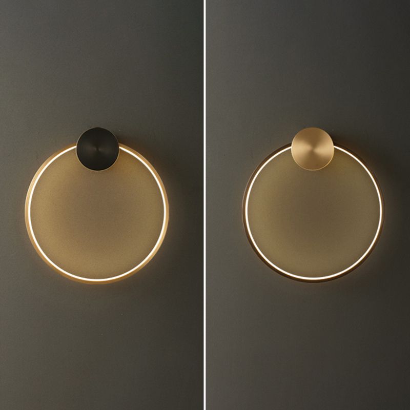 Metal Round Shape Wall Mount Lighting Modern Style 1-Light Wall Mounted Light Fixture