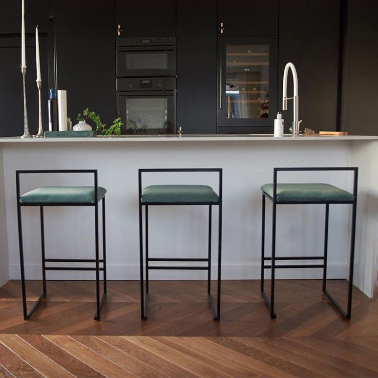 Low Back Upholstered Counter Stool Industrial Armless Bar Chair with Footrest