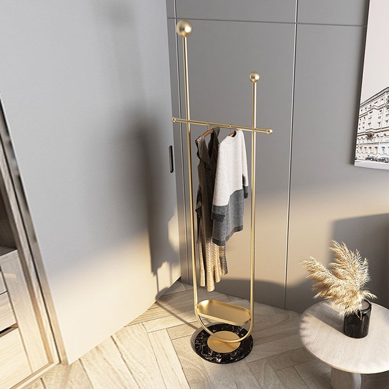 Glam Coat Hanger Metal Hooks Shelving Included Free Standing Coat Rack