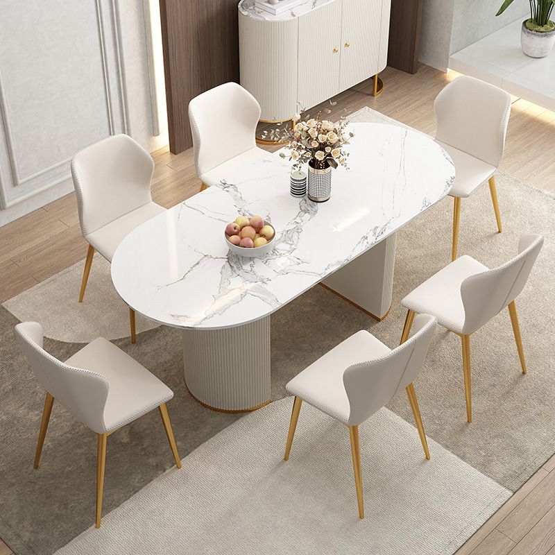 Designer Style Oval Dining Table Set 1/4/5/7 Pieces Sintered Stone Dining Set