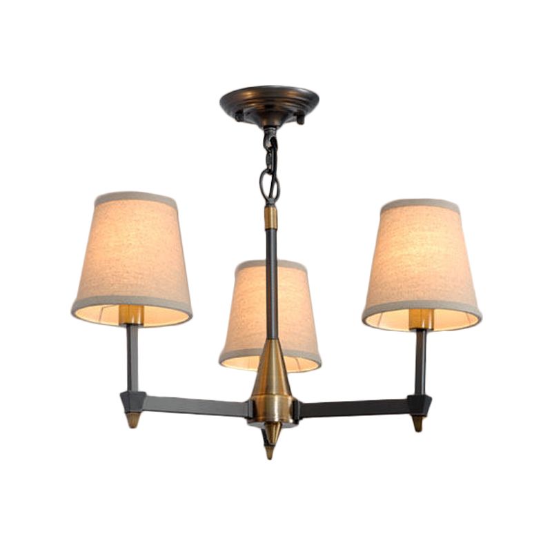 Kegelstof hanger kroonluchter land 3/6/8 hoofden hangend plafondlicht in zwart voor woonkamer