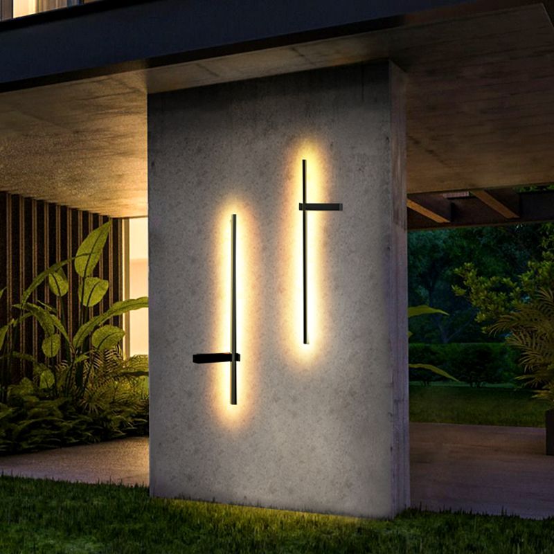 Luz de pared de aluminio moderna Maledina de pared LED recta minimalista en negro para al aire libre