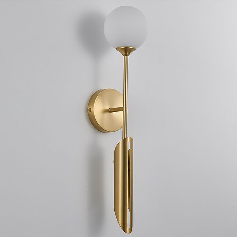 Contemporary Glass Wall Sconce Armed 2-Light Wall Mounted Light for Bedroom