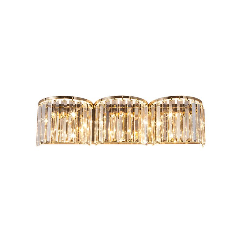 LED Linear Sconce Wall Light with Clear Crystal Block Modern Style Wall Mount Lamp in Gold