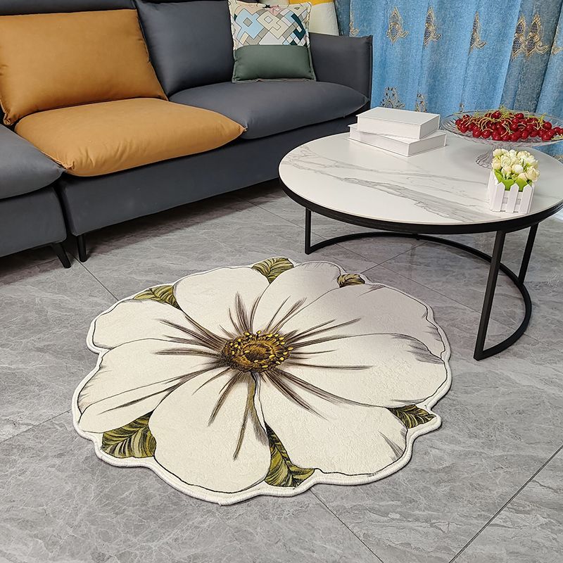 Novelty Flower Pattern Rug Casual Polyester Carpet Pet Friendly Area Rug for Living Room