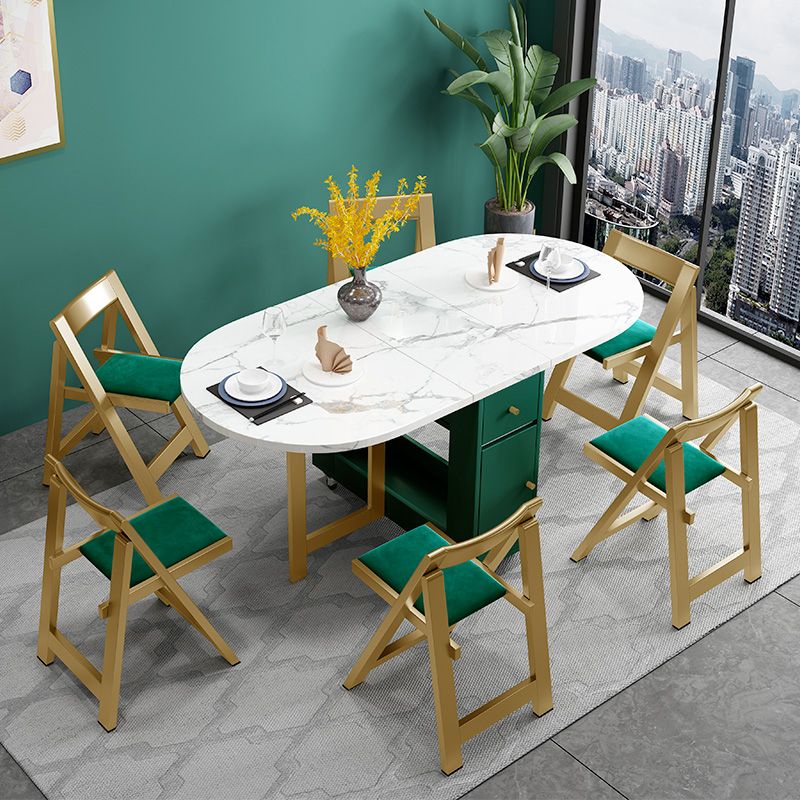 59-inch Oval White Dining Table Simplicity Extendable Table for Dining Room