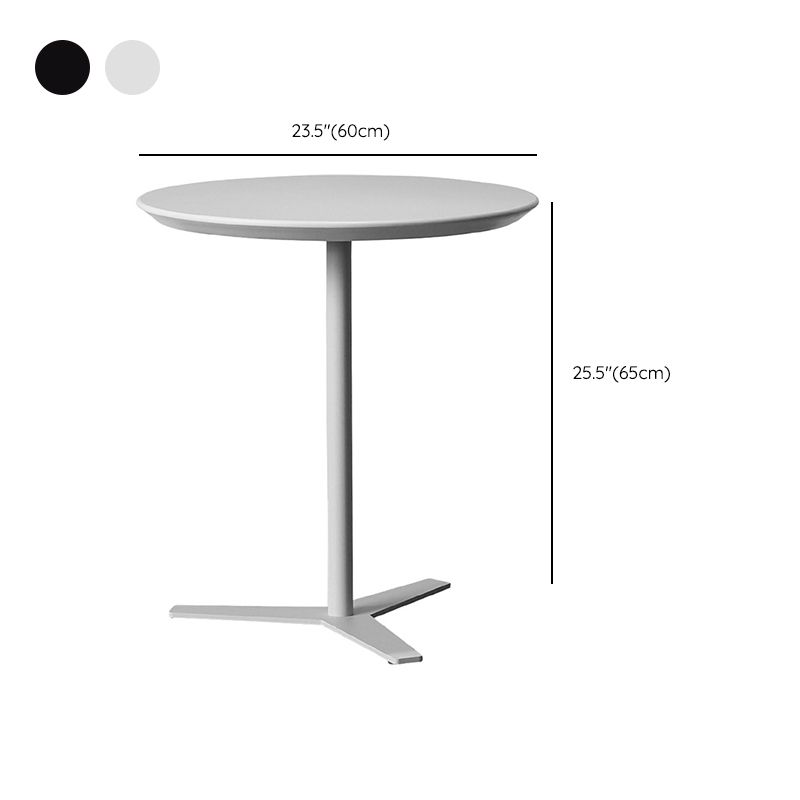 Contemporary Style  Round Wooden Coffee Table Iron Pedestal Base
