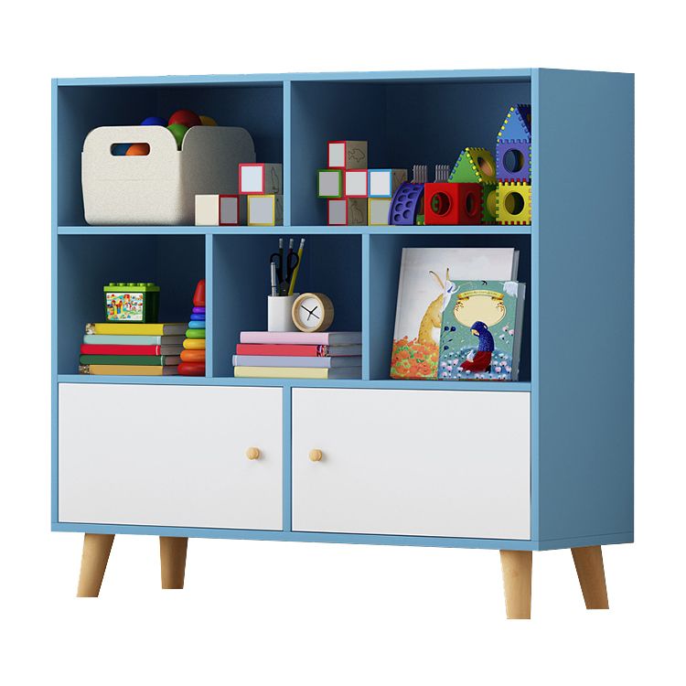 Wooden Shelf Bookcase Closed Back Bookshelf with Doors for Office