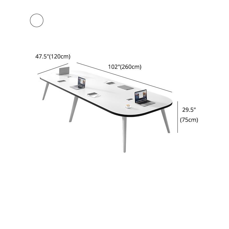 White Oval Writing Desk Office Manufactured Wood Desk with Parsons Base