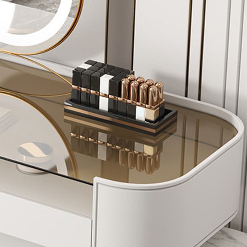 Contemporary 3 Drawer Vanity Dressing Table Glass Top Makeup Vanity Desk