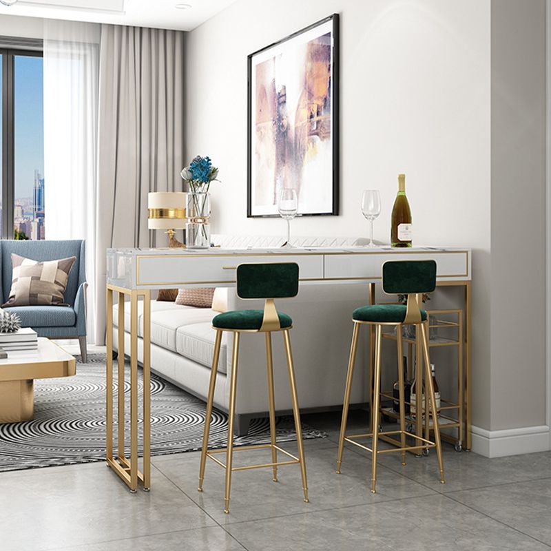 Rectangle Top Table Pub Height Dining Table with Gold Base for Bar