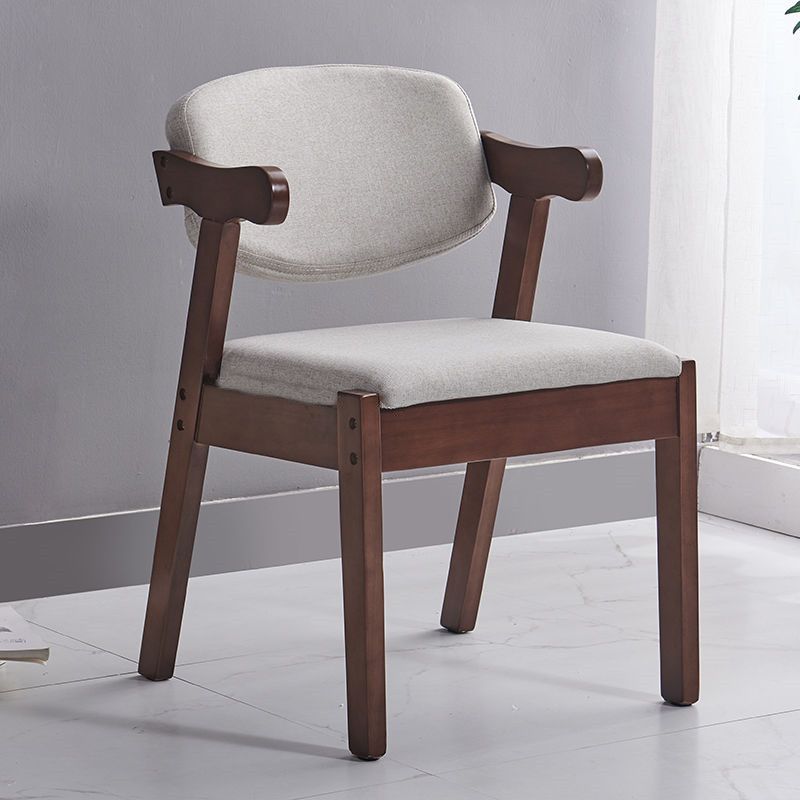 Contemporary Dining Arm Chair Open Back Side Chair with Wood Legs for Home Use
