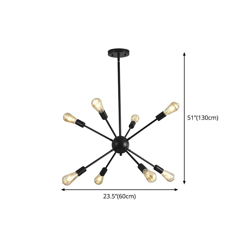 Modern Sputnik Chandelier Black Finish 8-Lights Metal Ceiling Light