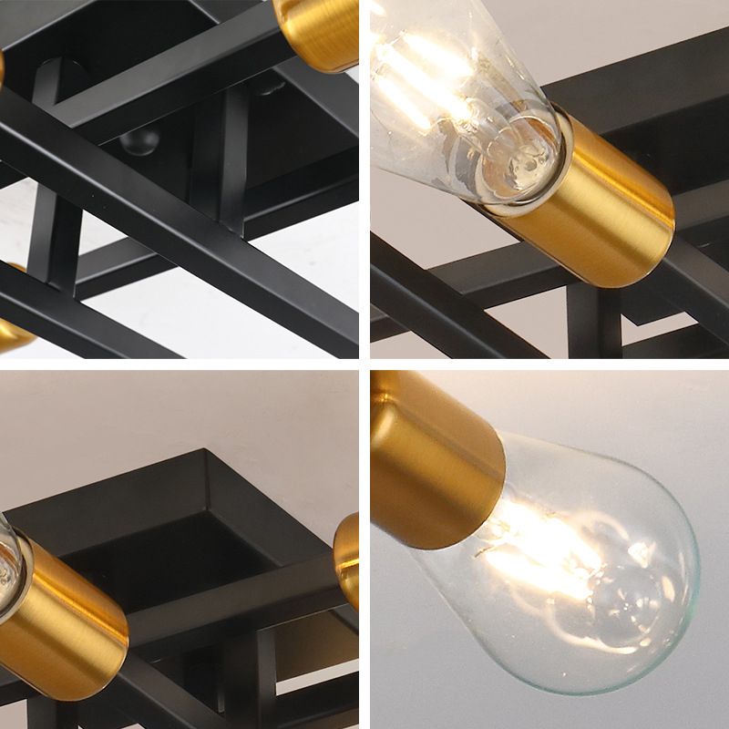 Industrial Linear Semi Mount Lighting Metal Ceiling Mount Light Fixture