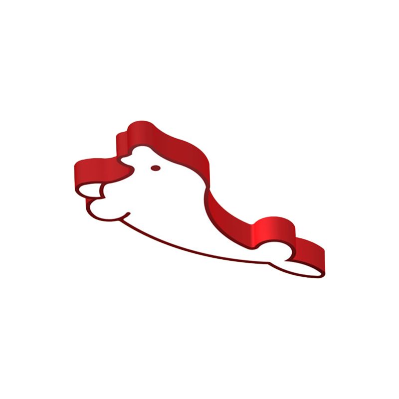 Cartoon LED Flush Ceiling Light Red/Pink/Blue Seal Flush Mount Lighting Fixture with Acrylic Shade