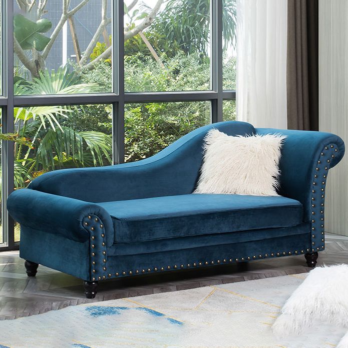 Contemporary Rolled Arms Chaise Living Room Chaise with Upholstered