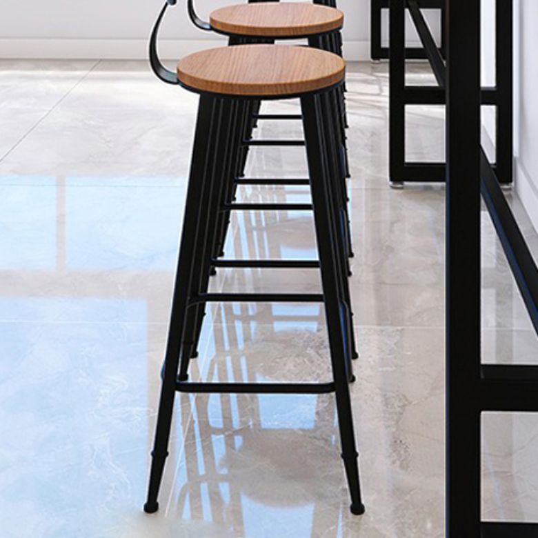 Industrial Style Iron Bar Stool Armless Bar Stool with Black Legs