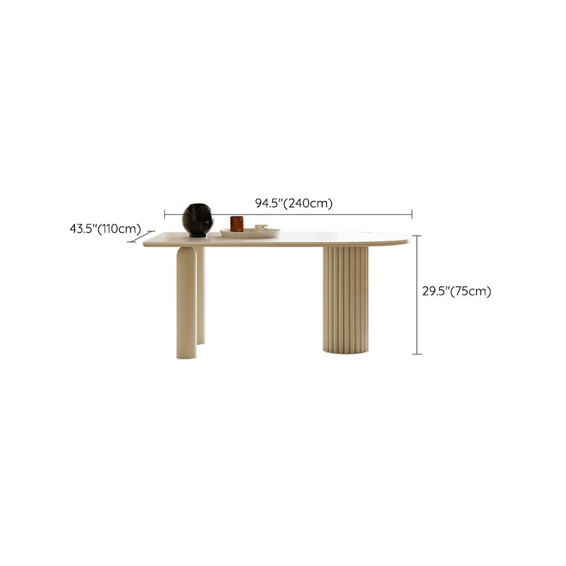 White Modern Dining Table Sintered Stone Dinner Table for Dining Room