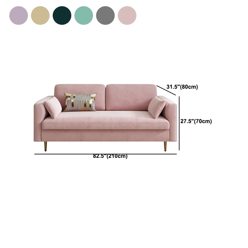Contemporary Cushions Standard Sofa Velvet Tuxedo Arm Sofa with Pillows