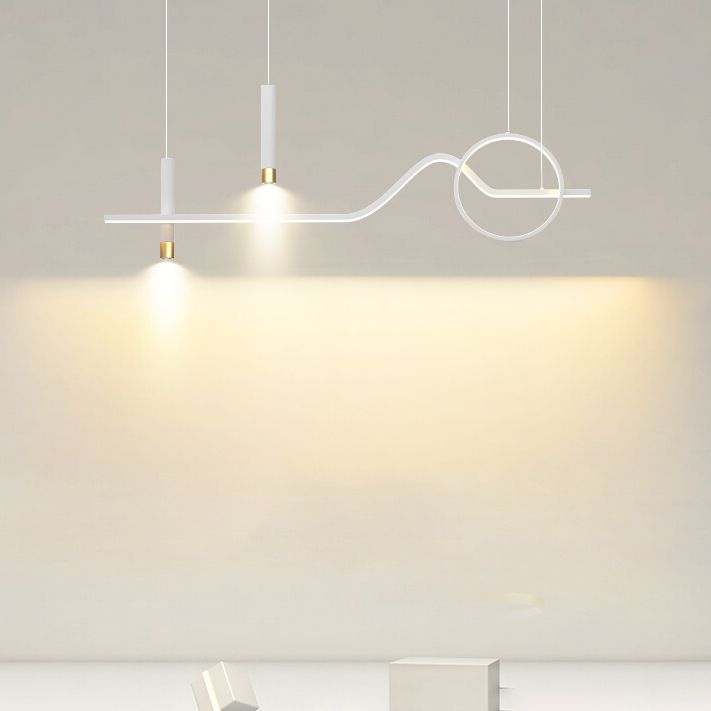 Modern Minimalist Style Linear Chandelier Lighting Fixtures Metal Island Ceiling Light
