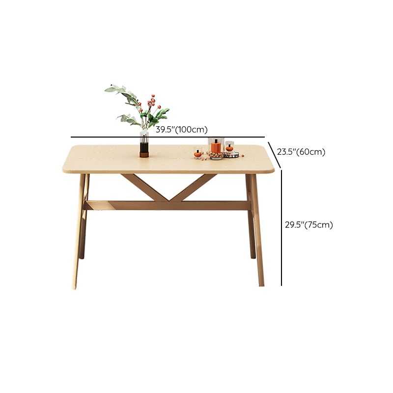 Contemporary Rectangular Wooden Dining Table with 4 Metal Foot
