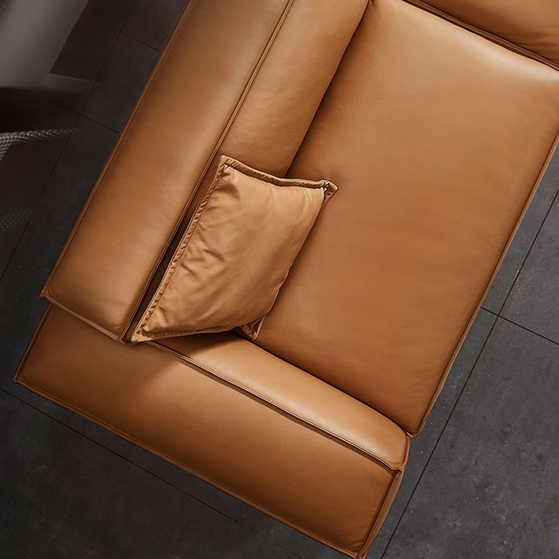 Modern Square Arm Sectionals  Sofa, Genuine Leather Sectional Couch