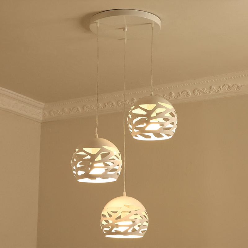 Ronde 3 lichte cluster hanger moderne stijl metalen eetkamer hangend lichtarmatuur in wit