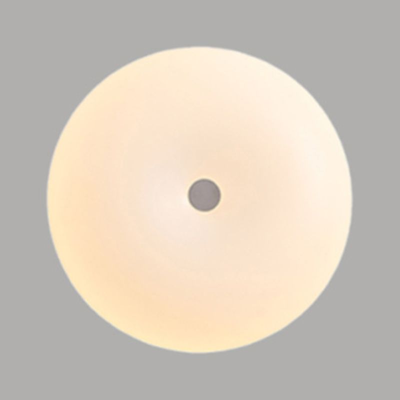 Contemporary Ceiling Flush in Cream White Metal and Acrylic Flush Mount