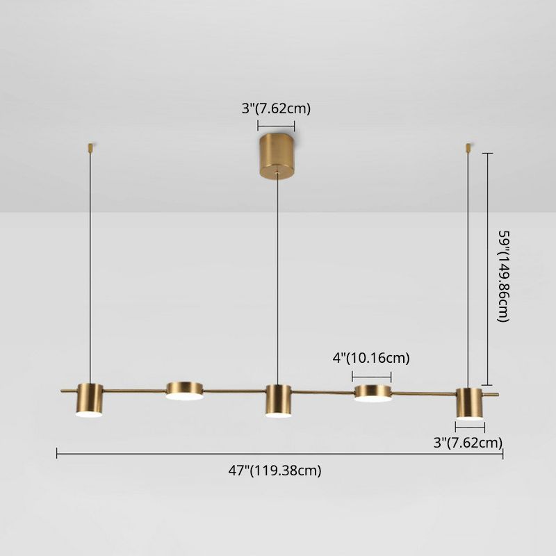 Minimalist Linear Island Lighting Metal 5-Light Dining Room LED Hanging Pendant Light