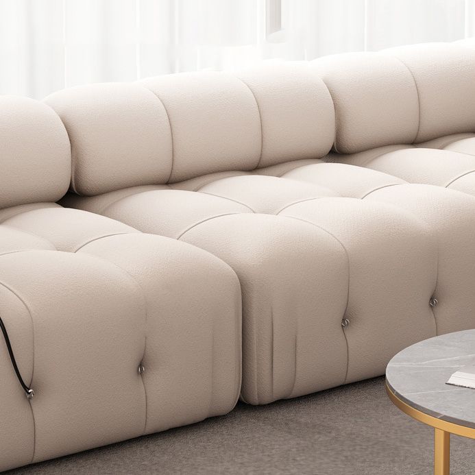 35" Wide Scandinavian Sectional Sofa White Fabric Sleeper Sectional