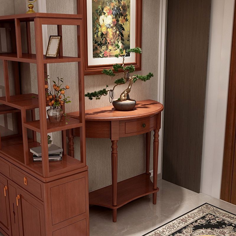 Storage Solid Wood Console Table Half Moon Mid-Century Modern Console