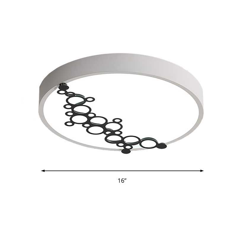 Round/Square Bedroom Flush Light 16"/19.5" Wide Simple Iron LED Flushmount with Bubble Pattern, White Light