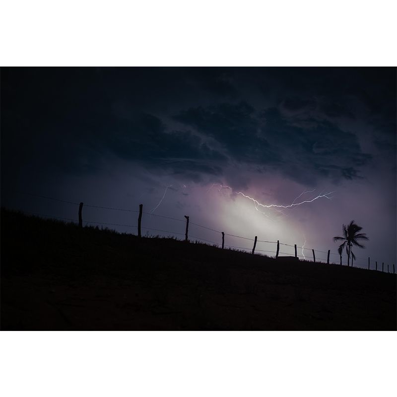 Terrible Lightning Wall Murals Contemporary Photography Style Wall Art for Bedroom