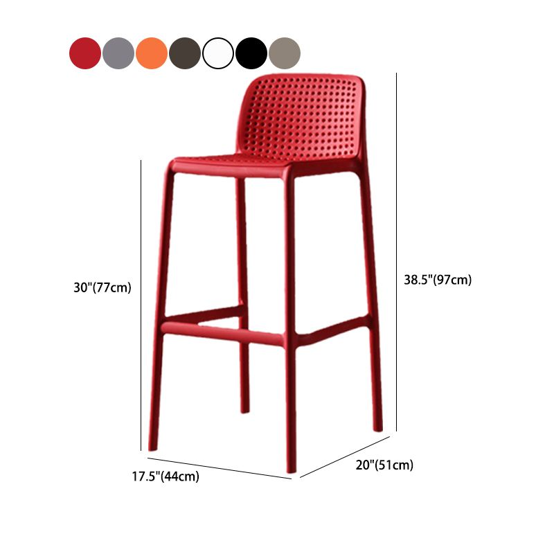 Scandinavian Plastic Barstool Plastic Counter Stool Rectangle Seat in Matte Finish