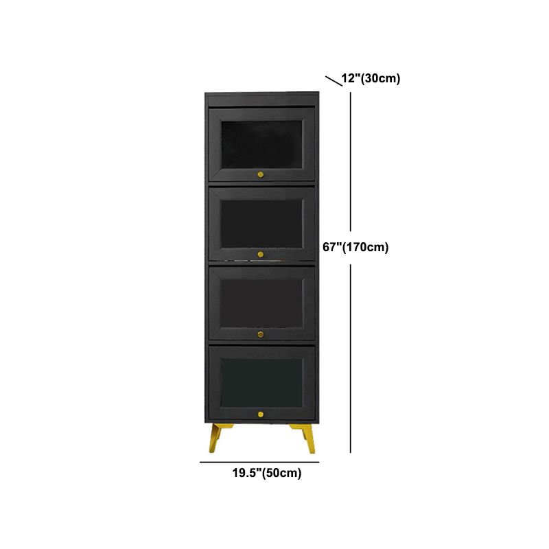 Modern 11.81" W Wooden Side Cabinet with Glass Doors in Black
