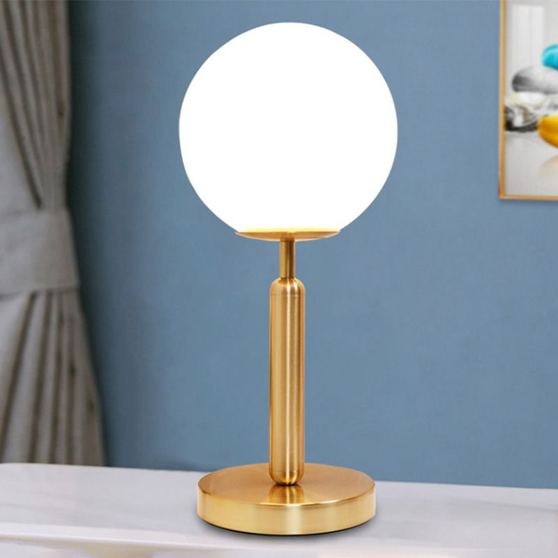 Global Bedside Night Light Opaline Glass 1 Bulb Minimalist Table Light