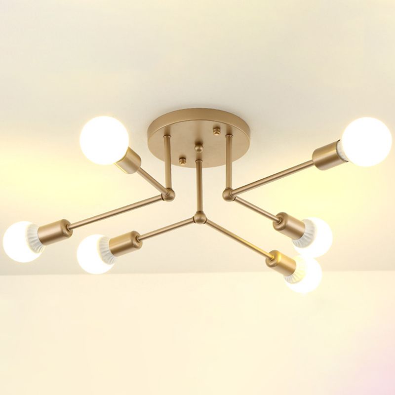 Industrie Retro Radial Semi Flush Mount Schmiedeeisendecke für Wohnzimmer