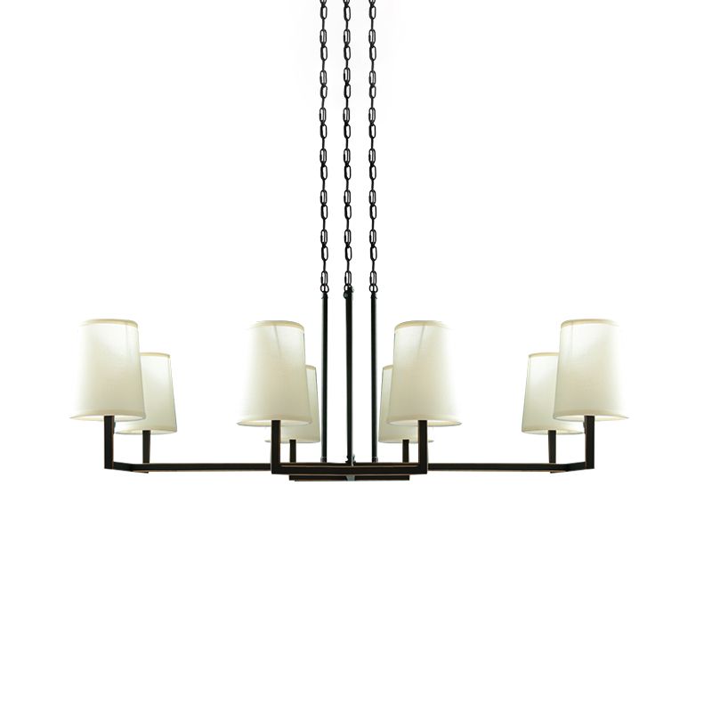 Blanc 6 bulbes suspendus lustre classique tissu conique pendule de pendule pour le salon
