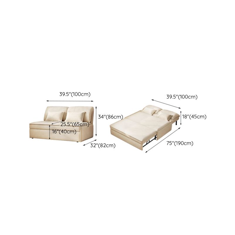 32" Wide Scandinavian Futon Sofa Bed Leather White Futon Sleeper Sofa without Stroage