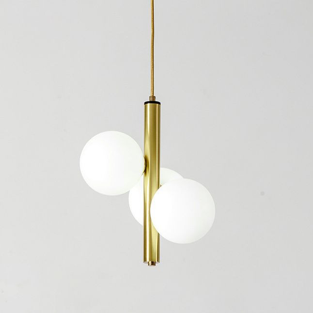 Moderno lampadario lineare minimalista lampadario sferico in vetro smerigliato 3 lampadario soffitto leggero