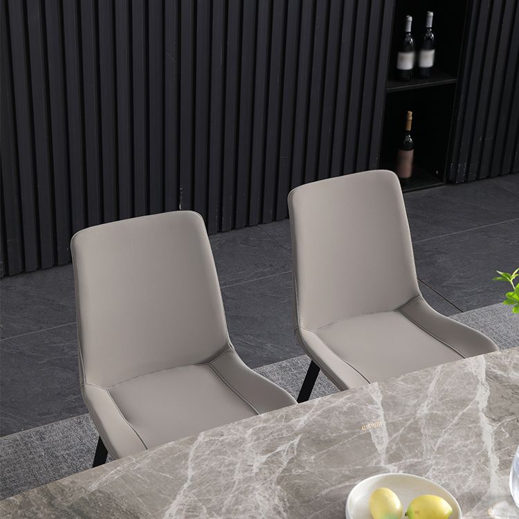 Chaises de salle à manger en similicuir de style minimaliste Chaises d'appoint sans accoudoirs à dossier solide (Ensemble de 2)